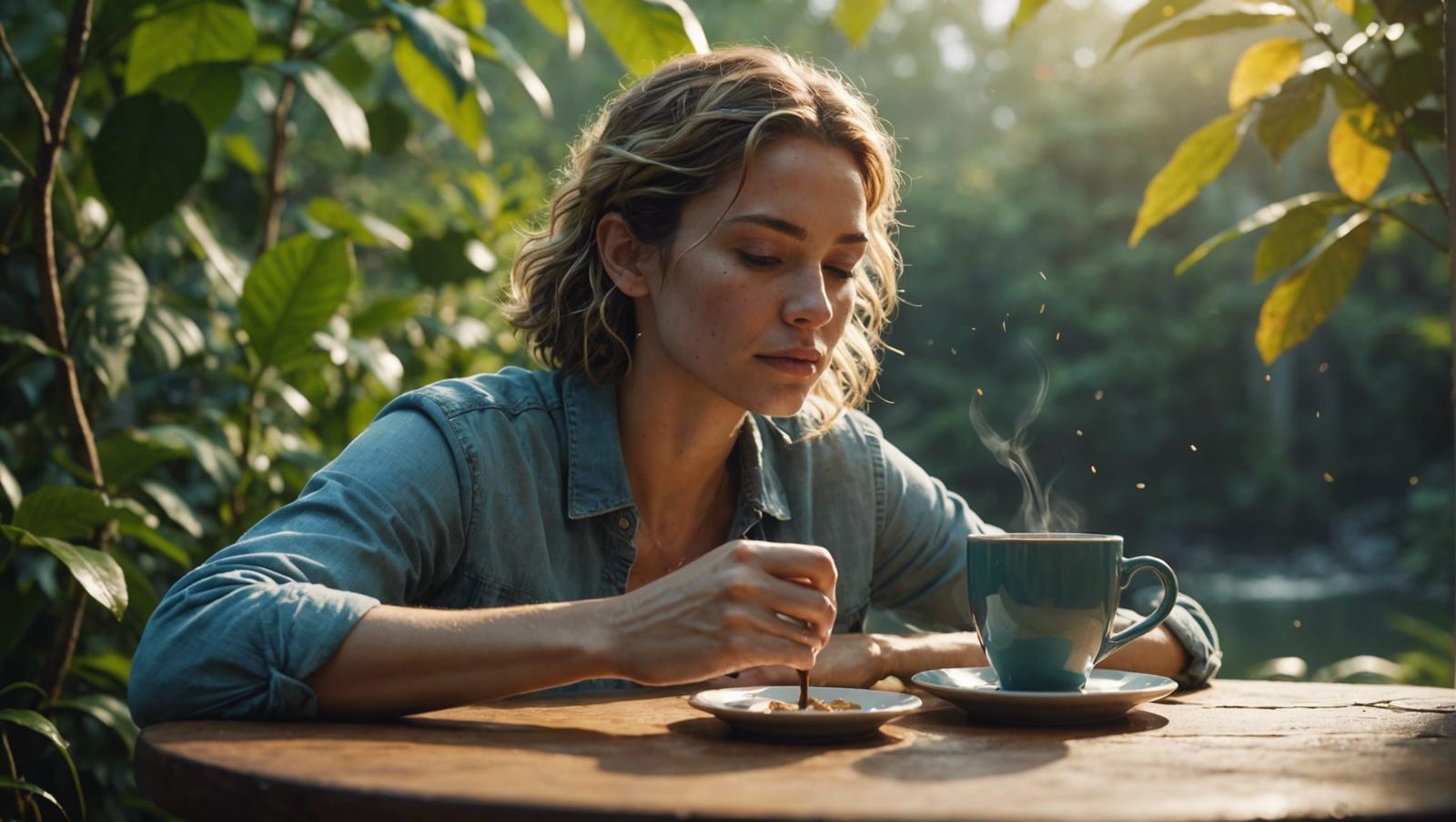 Serene Poses in Nature: Hyperrealistic Well-being Art