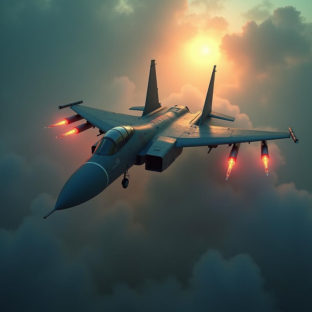 Menacing Warjet Soaring Through Mystical Realm