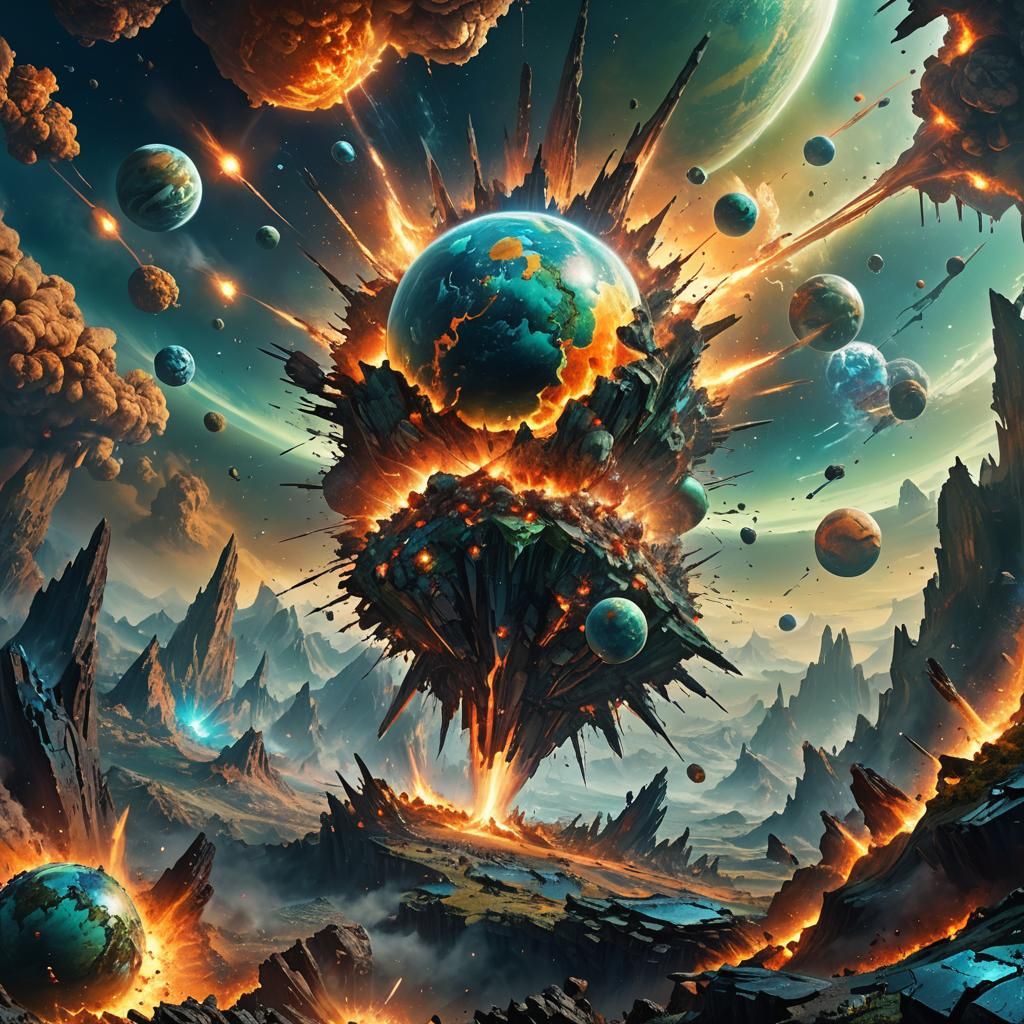 Exploding Earth: Surreal Fantasy Concept Art