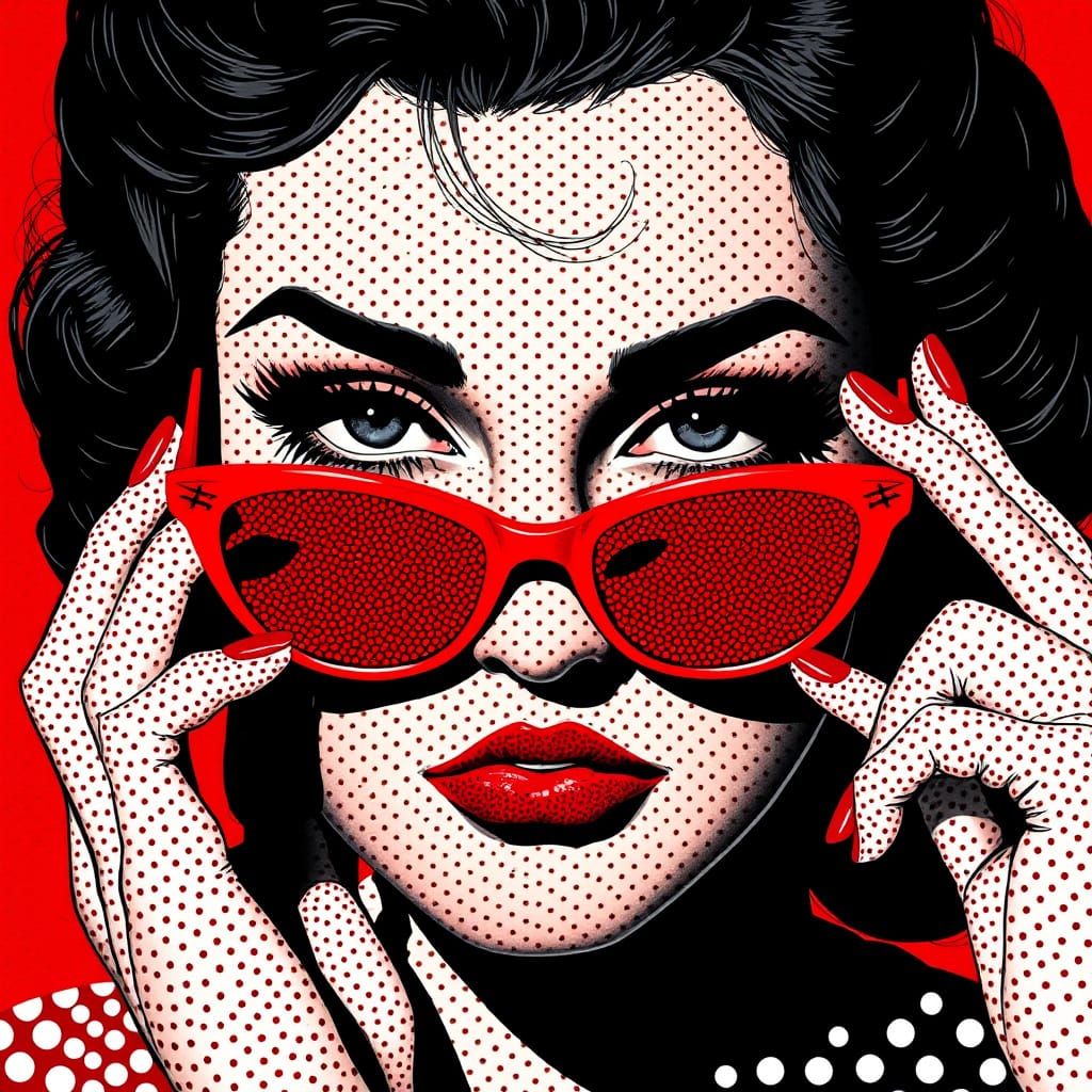 1950s Woman in Pointillism Pop Art Style