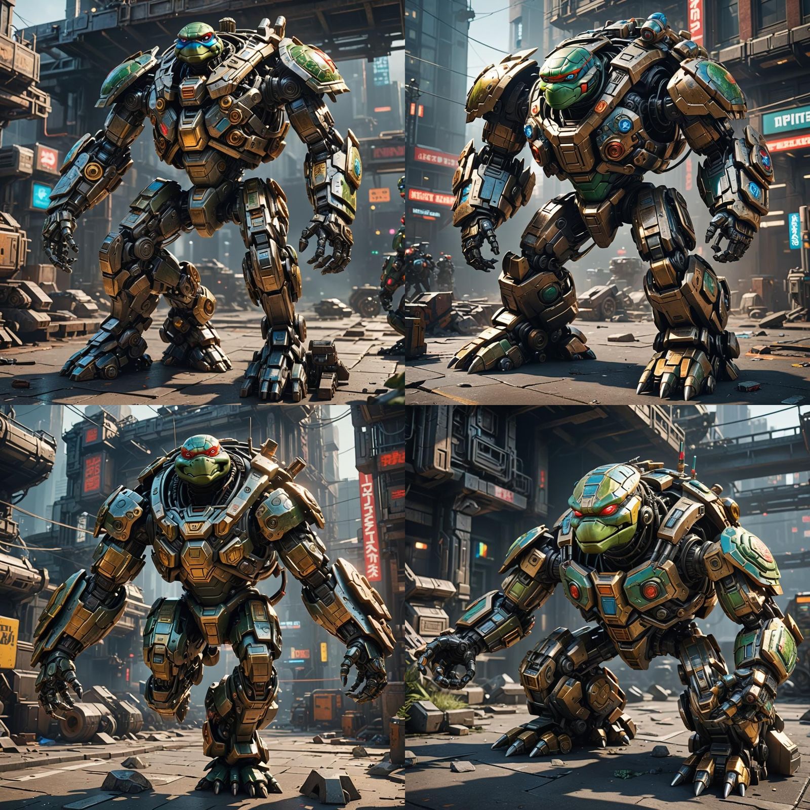 Leonardo Ninja Turtle Mech in Sci-Fi Style