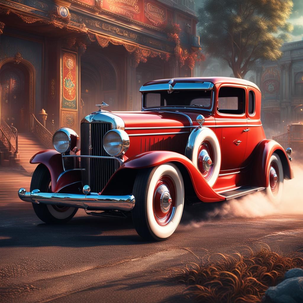 Detailed Hotrod Cadillac Fantasy Concept Art