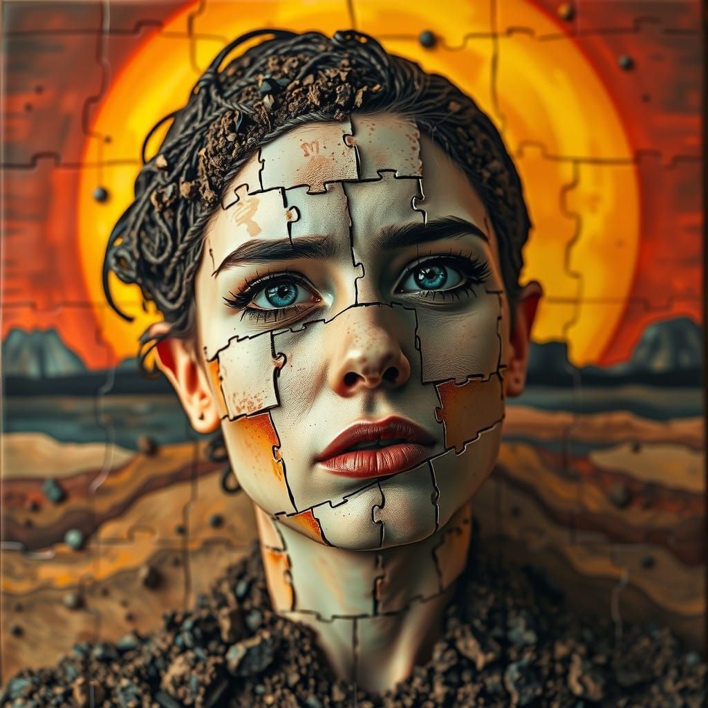 Doubting Portrait in Vibrant Abstract Art