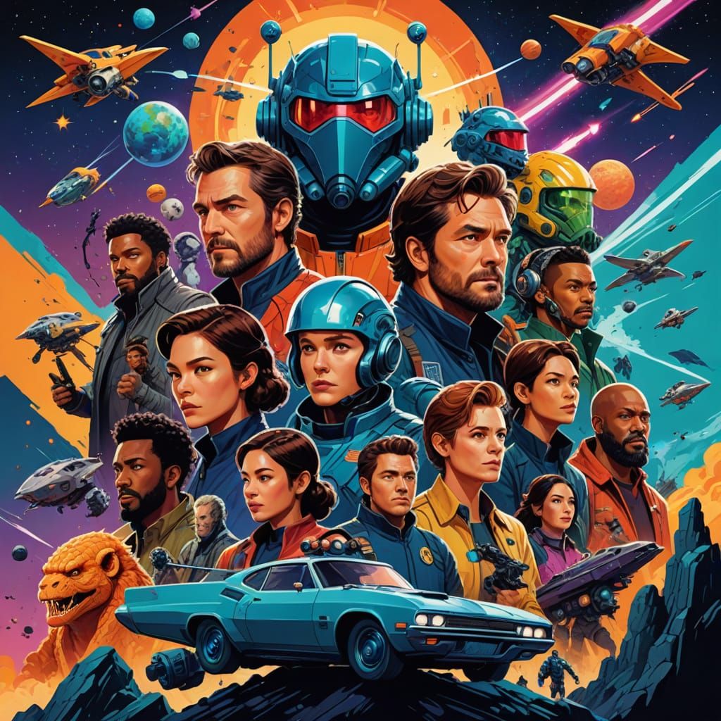 Iconic Sci-Fi, Fantasy, Romance, Comedy Mashup Poster