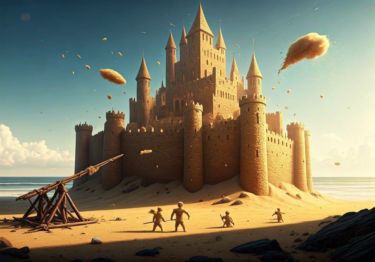 Majestic Sandcastle Under Azure Sky