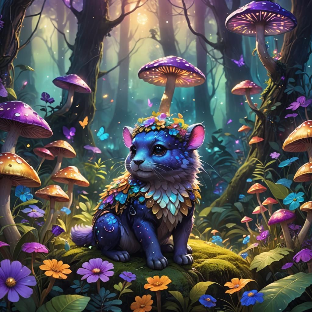 Adorable Nui in a Vibrant Fantasy Forest