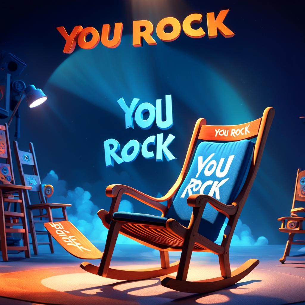 Anthropomorphic 'You Rock' Gliding in Pixar Style