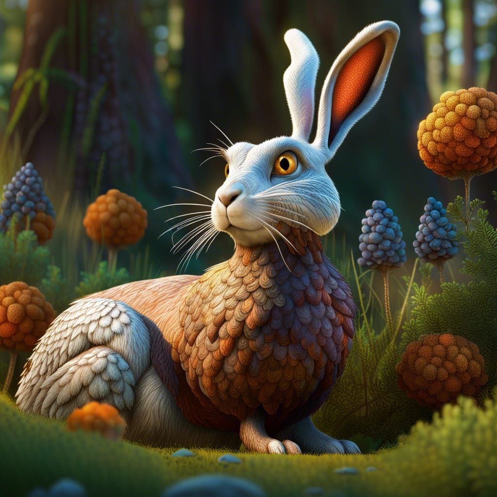 Hare and Capercaillie Hybrid in 3D