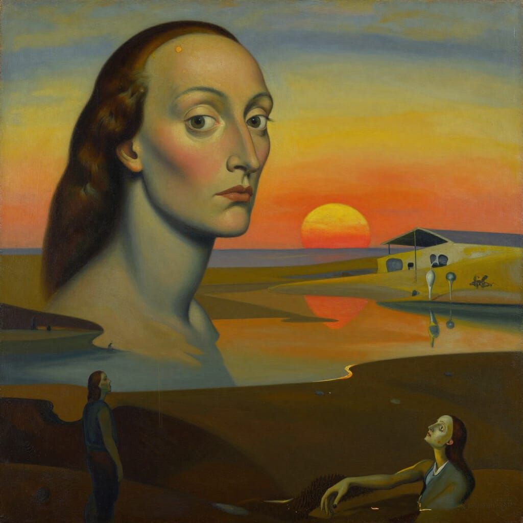 Surreal Sunset Landscape in Dali Style