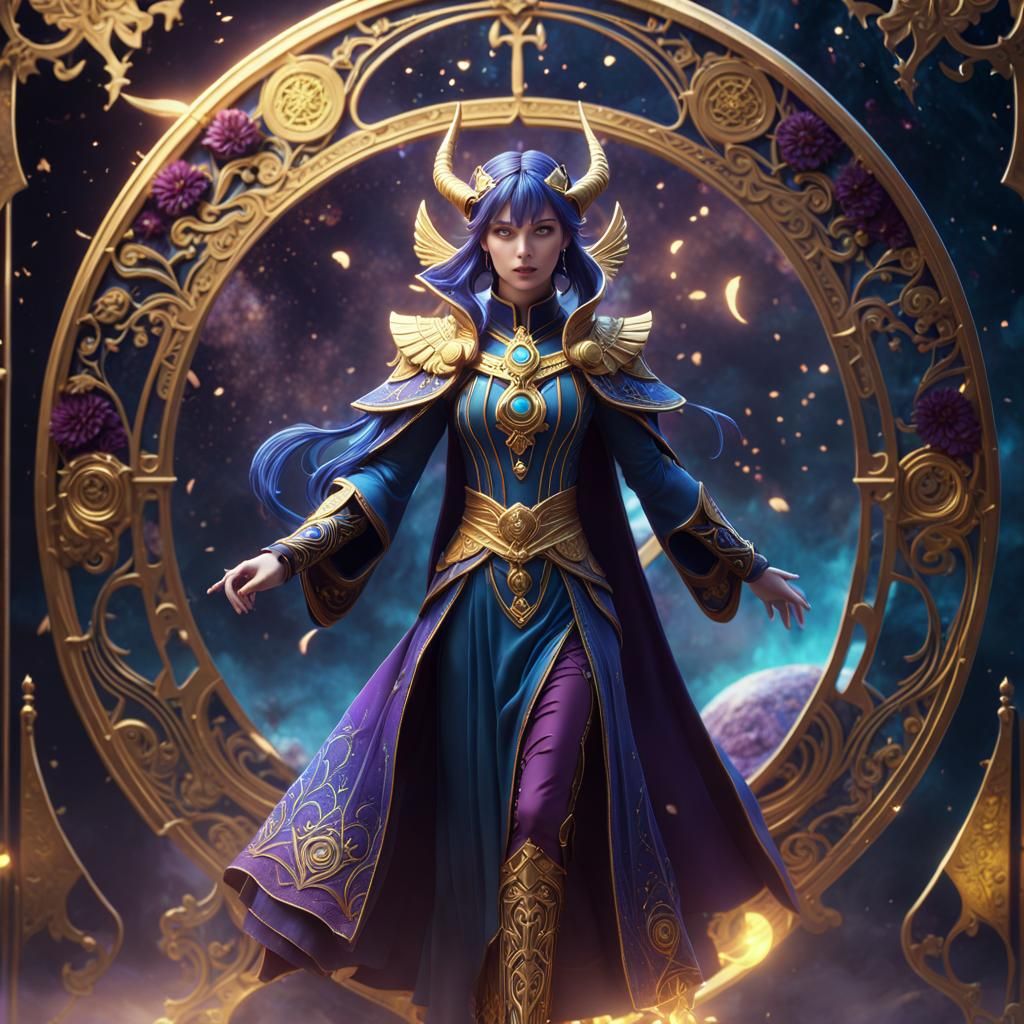 Ethereal Tarot Character in Vibrant 3D Anime Style