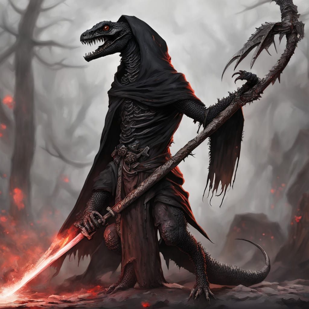 Dark Fantasy Grim Reaper Lizardfolk