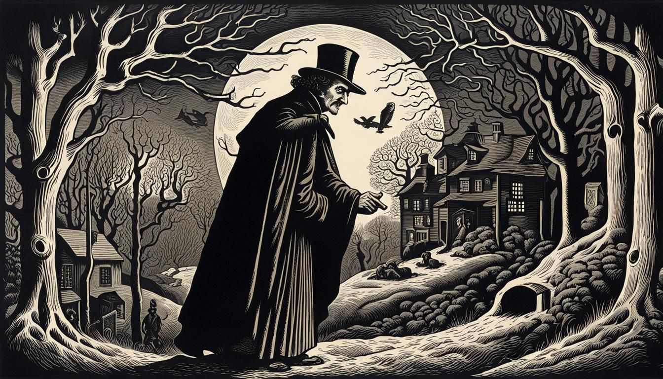 Vintage Wood Engraving: Mystery of Marie Rogêt