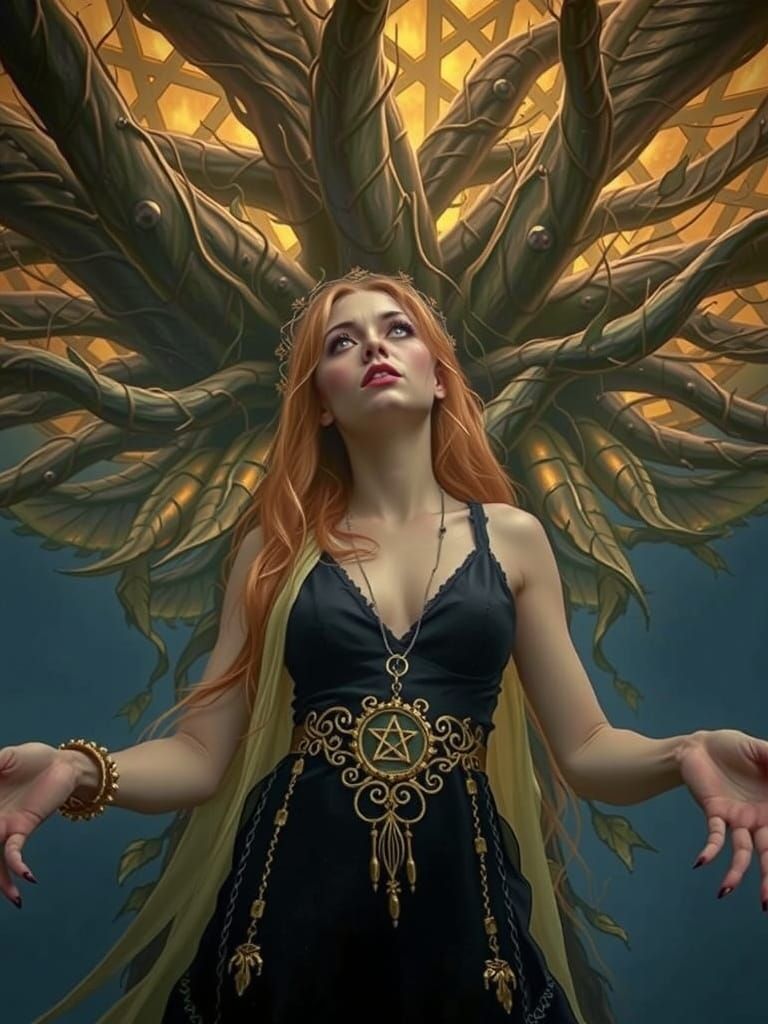 Ethereal Vampire Goddess in Classical Oil Painting Style