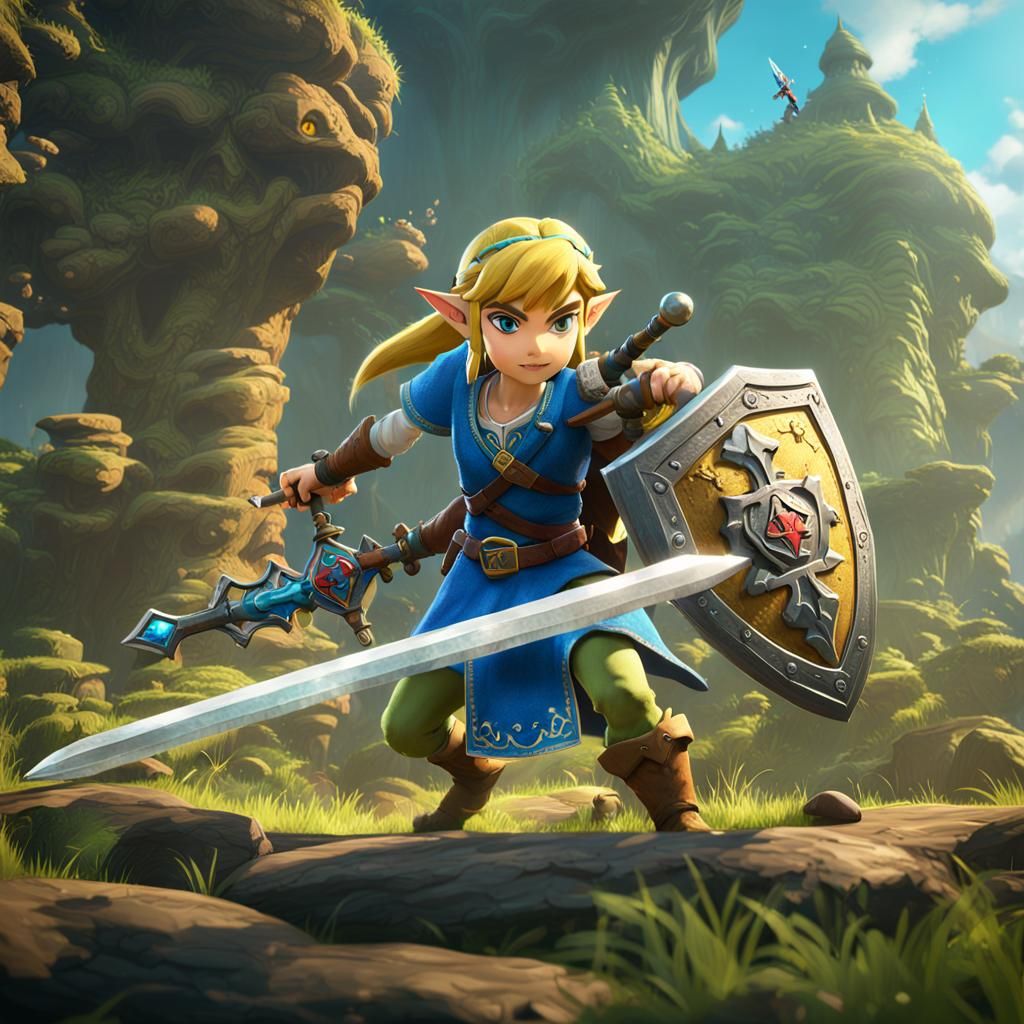 Zelda Battles Bokoblin with Master Sword