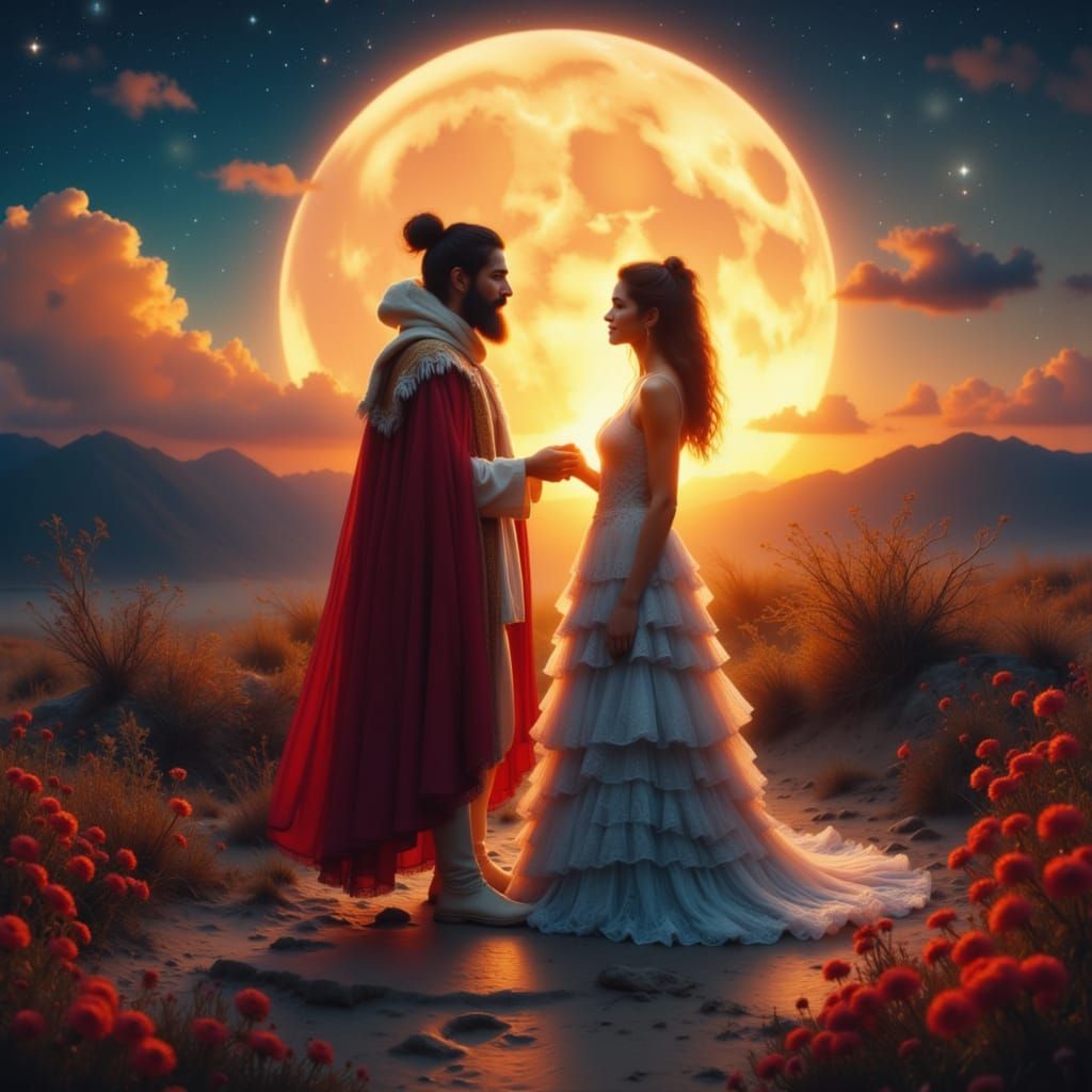 Sun King & Moon Queen in Dreamy Landscape