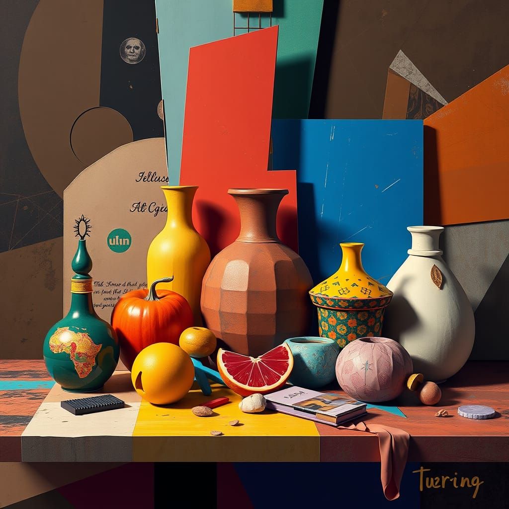 Vibrant Still Life in Basquiat-Inspired Vector Art