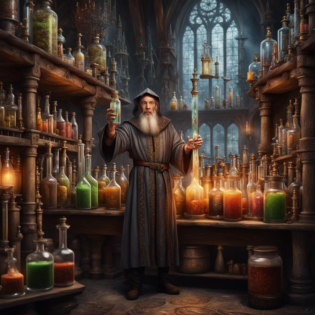 Medieval Sorcerer's Luminescent Laboratory