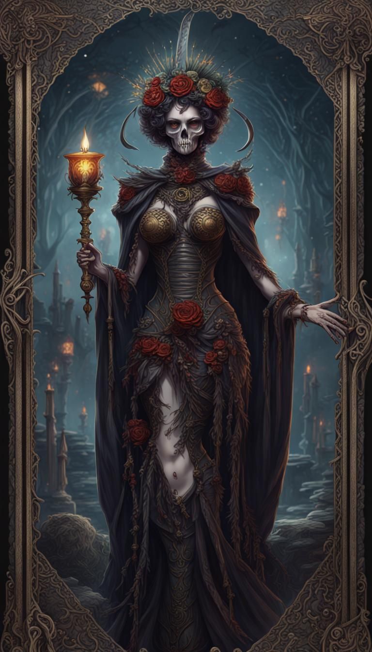Cenobite as Death Tarot Card in Detailed Matte Painting