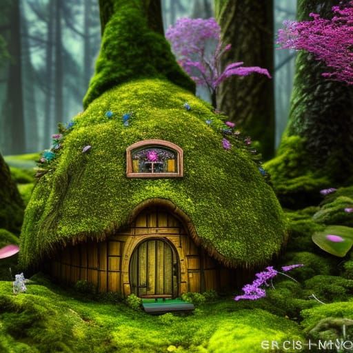 Enchanted Fairy House on Forest Floor: Detailed Matte Painti...
