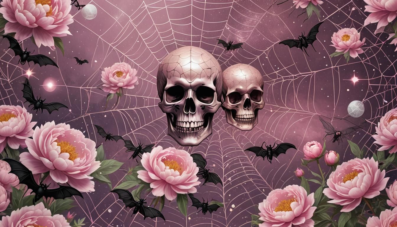 Dusty Pink Spooky Floral Arrangement in Astral Style