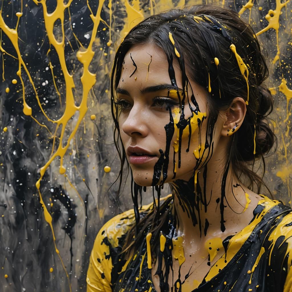 Woman's Face Painted in Abstract Expressionist Style