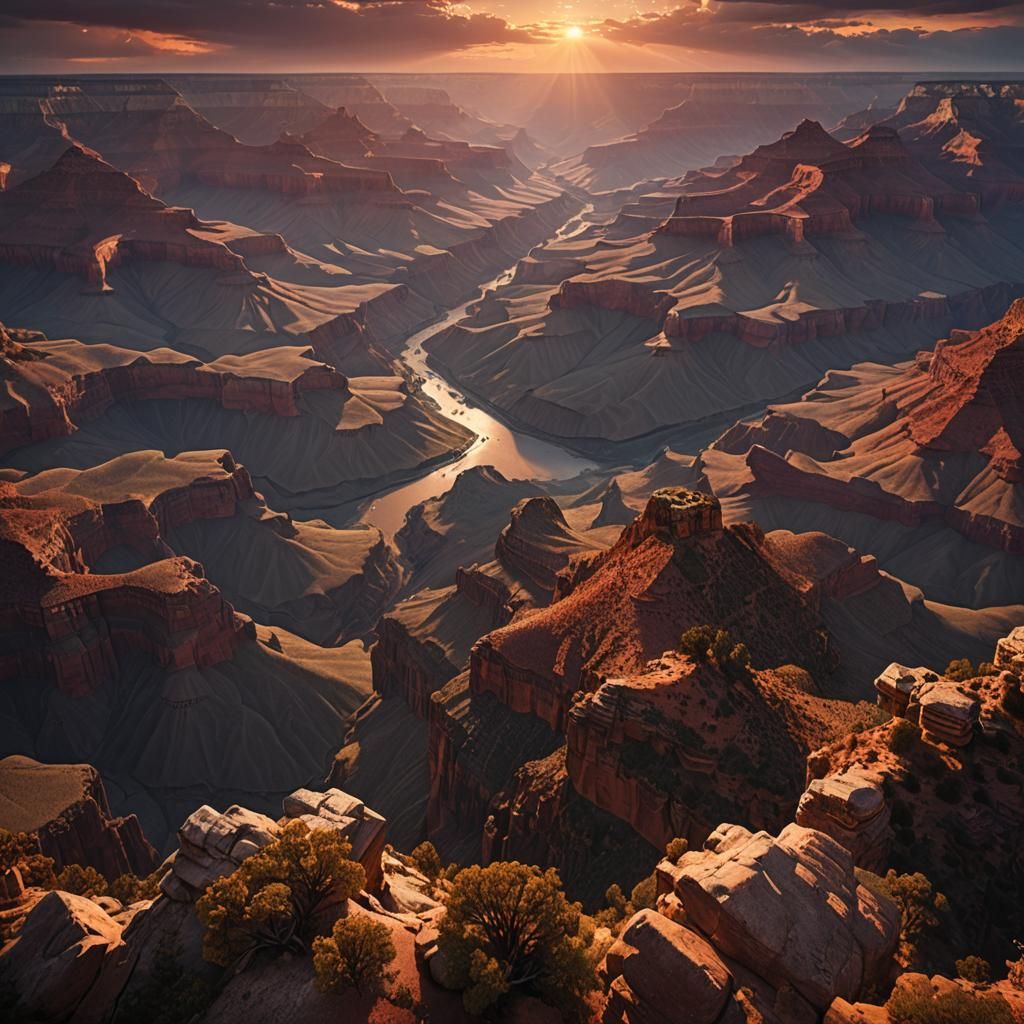 Grand Canyon Sunset: Detailed Matte Painting