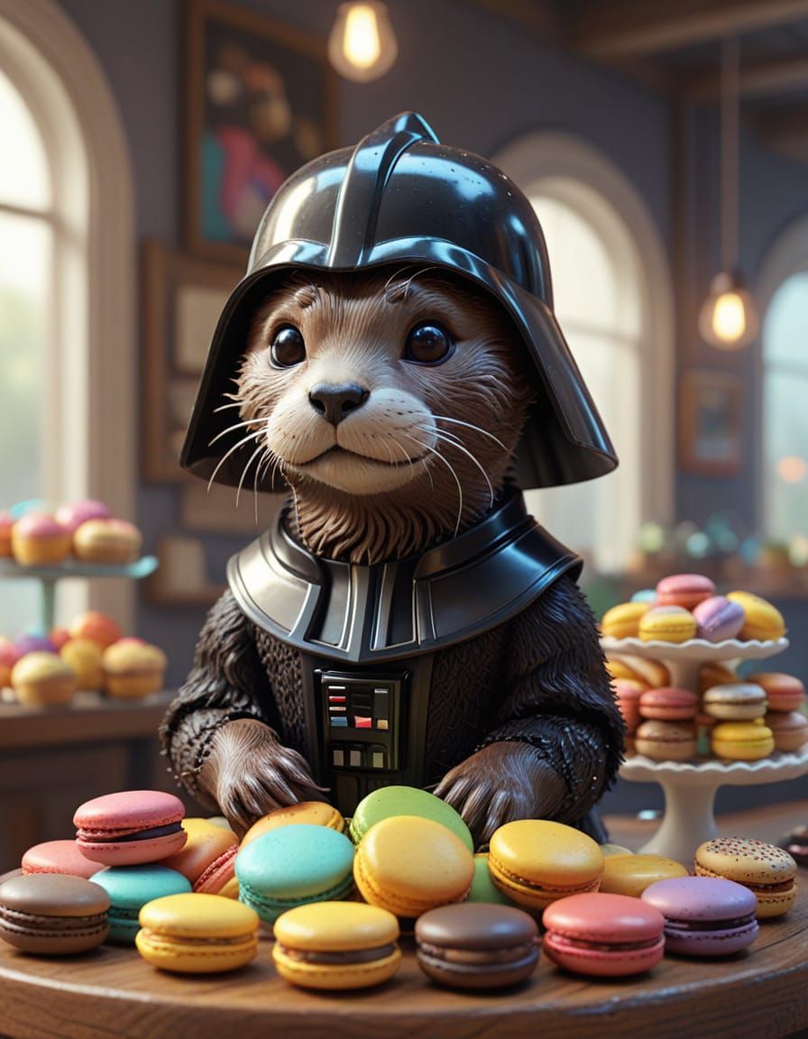 Playful Otter as Darth Vader in Bakery, 3D Animation