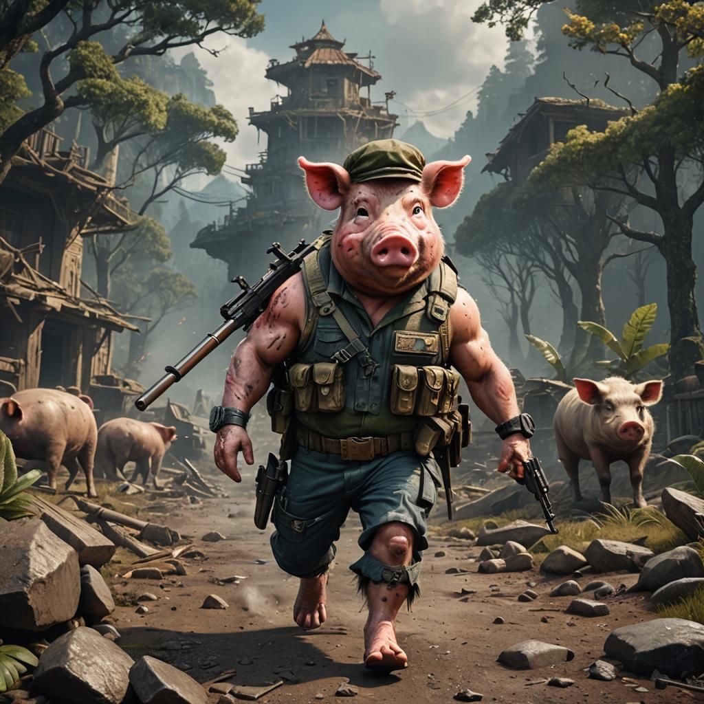 Pig Rambo: Detailed Matte Painting in Unreal Engine