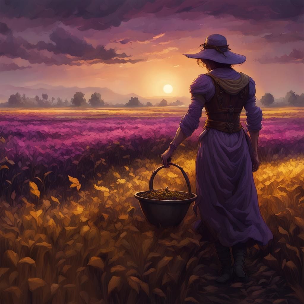 Sower in Field: Dark Fantasy Concept Art