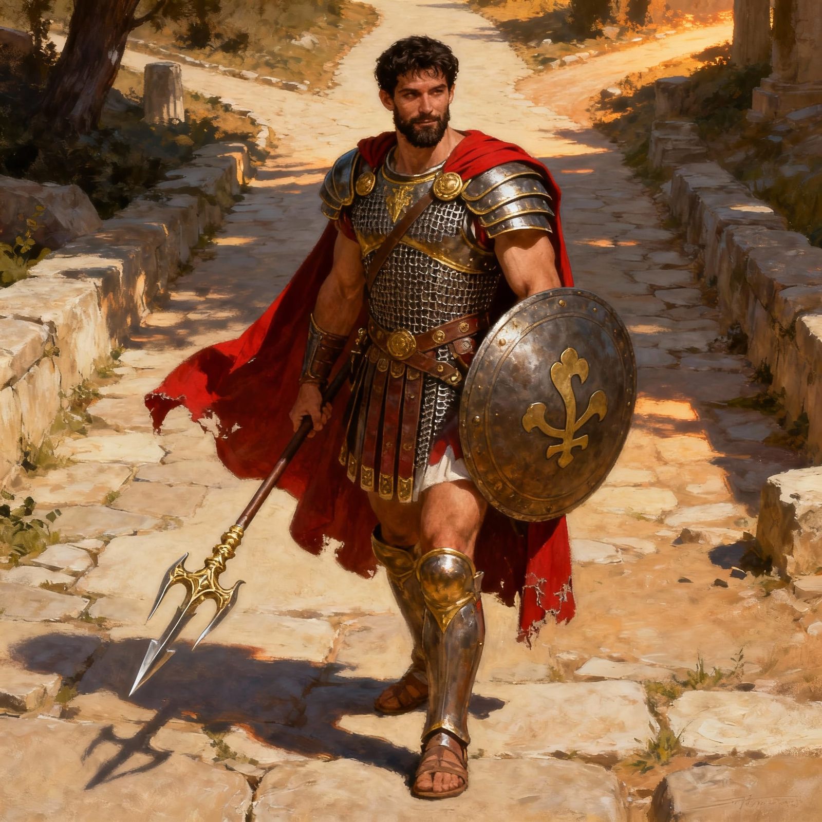 Heroic Paladin of Glory in Roman Greek Style