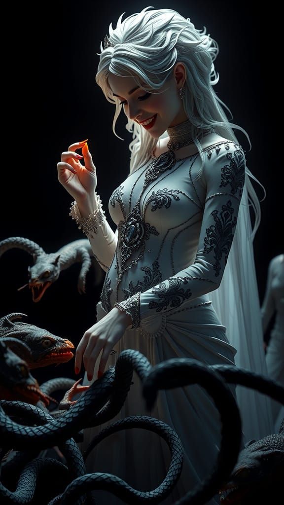 Ethereal Gothic Necromancer Tenderly Tames Demonic Minions