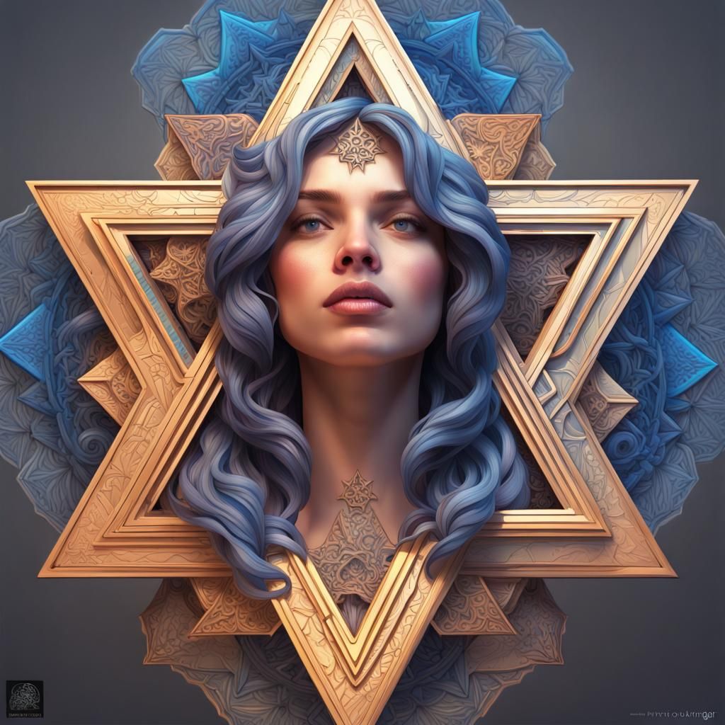 Star of David head and shoulders portrait, 8k resolution concept art portrait by Greg Rutkowski, Artgerm, WLOP, Alphonse...