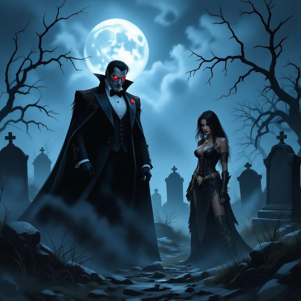 Dracula in Foggy Graveyard Meets Gem-Stealing Barbarian