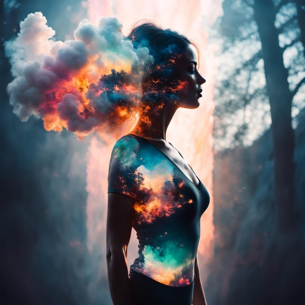 Rainbow Fire Explosion and Heaven Double Exposure