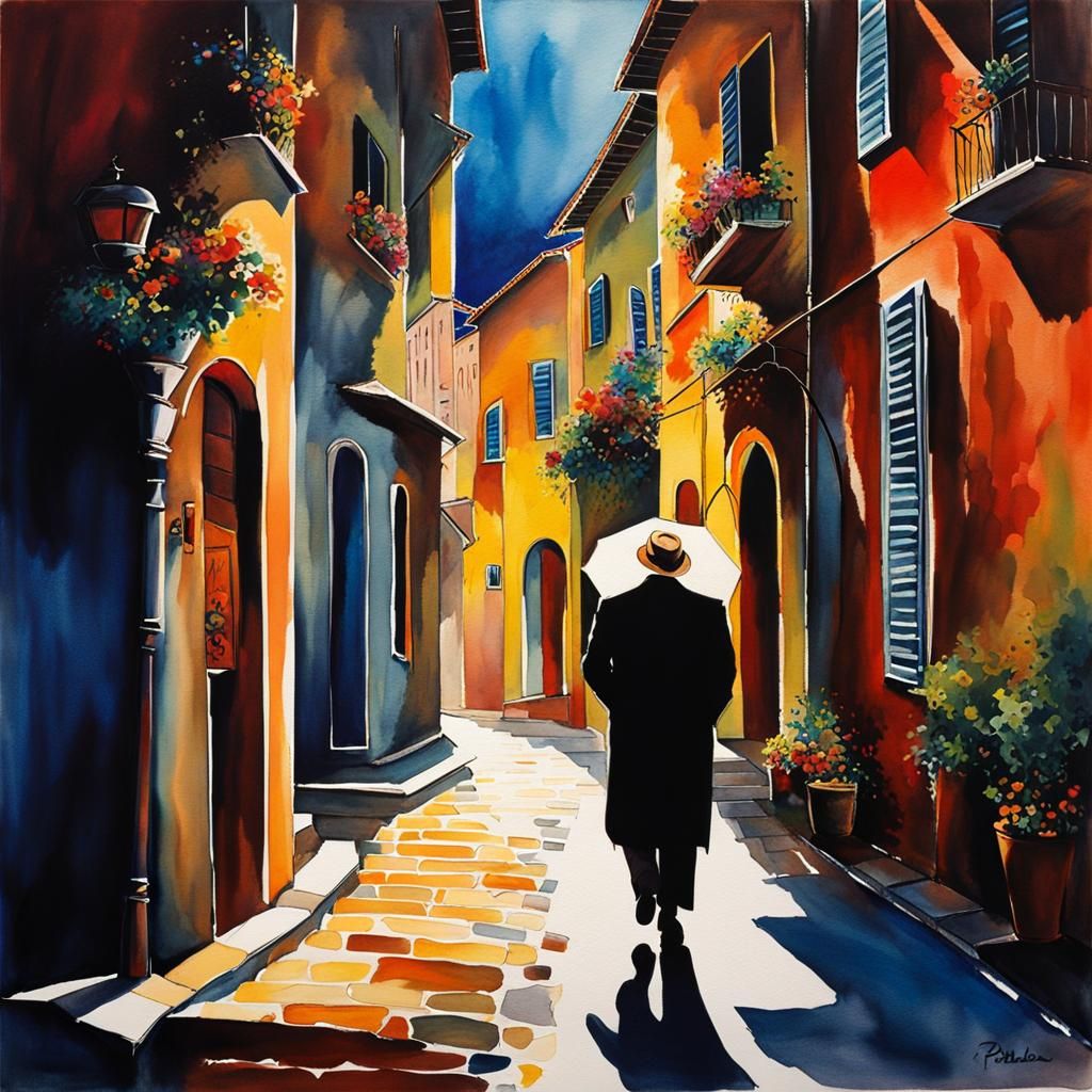 Father's Thankfulness Mood in Expressionist Watercolor