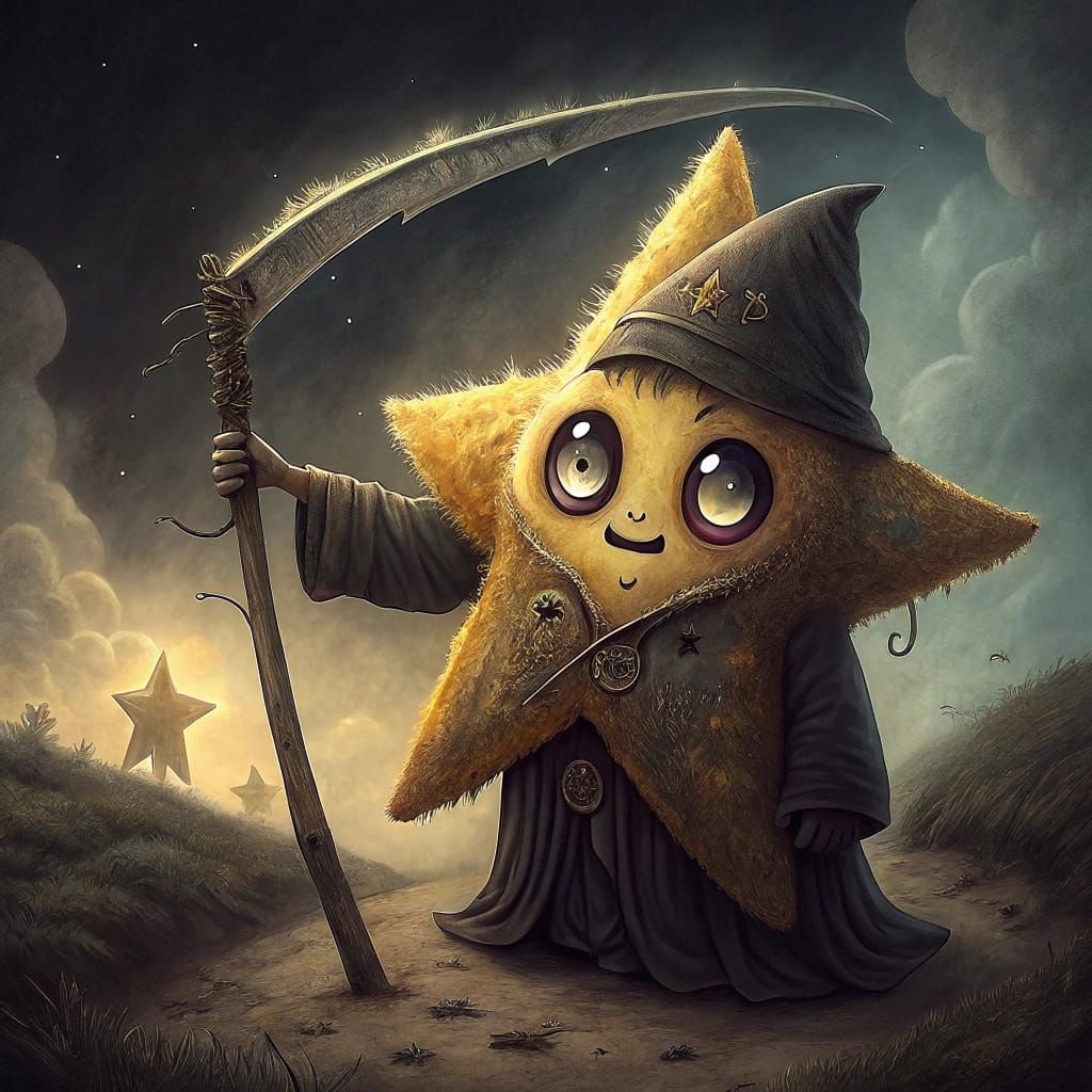 Cosmic Grim Reaper Star in Moody, Hyperdetailed Fantasy Art