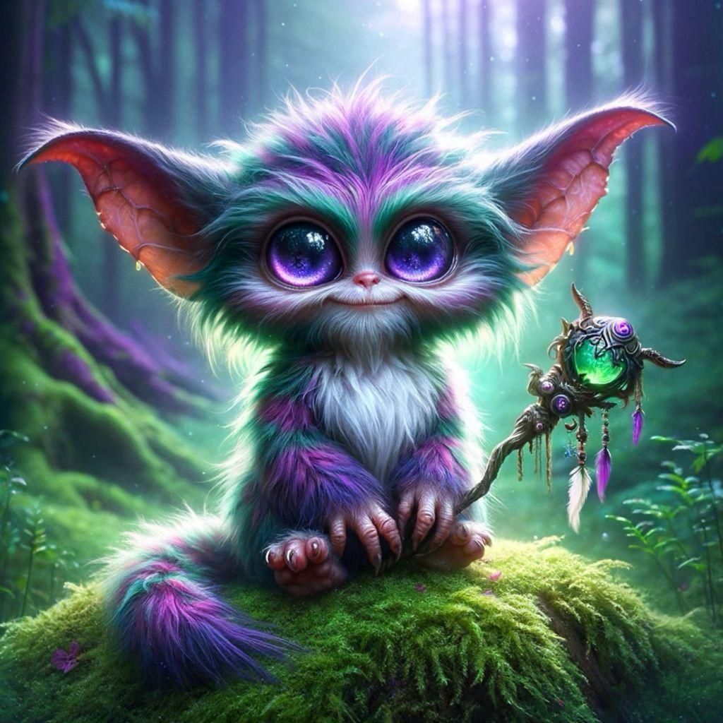 Enchanted Forest Creature with Staff