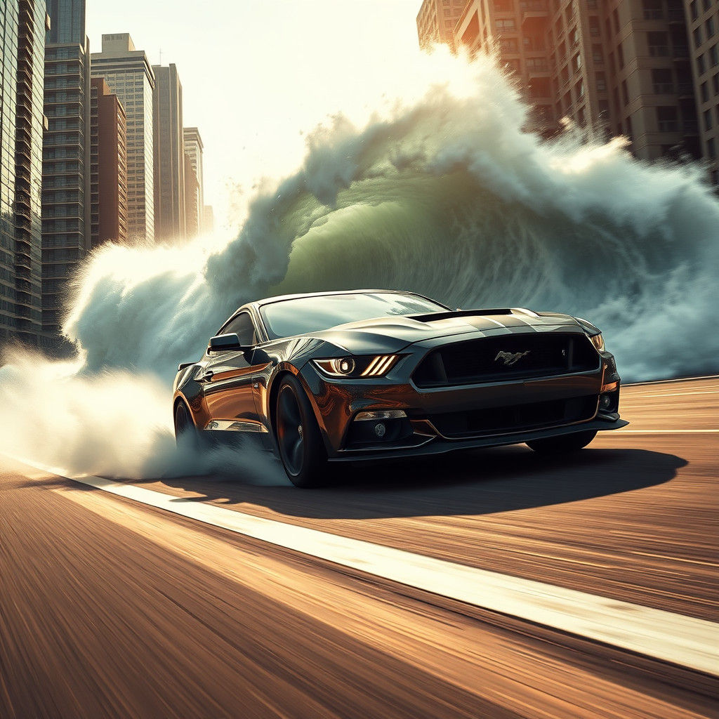 Mustang vs Tsunami: Cinematic City Escape