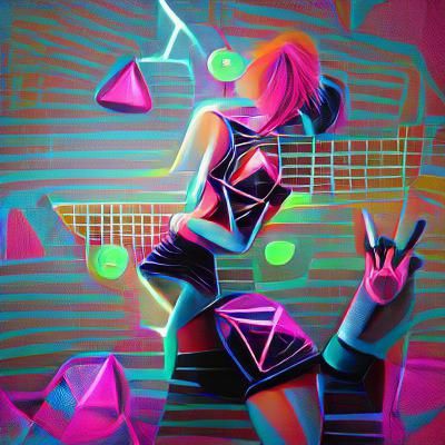Rock and Roll in Neon Pop Art Style