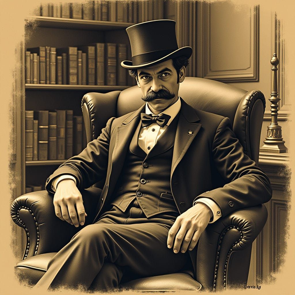 Dignified Victorian Gentleman in Warm Sepia Tone Study