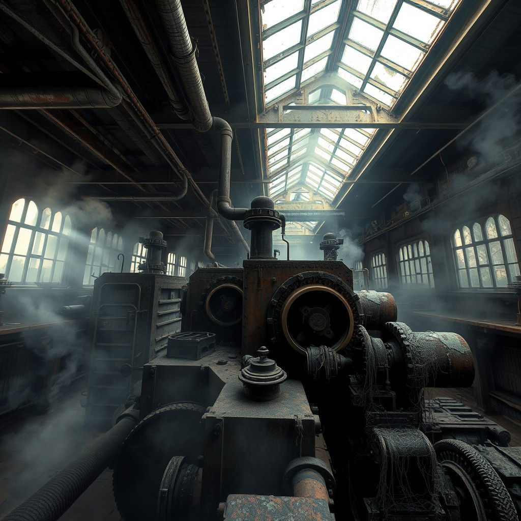 Atmospheric Abandoned Factory Interior in HDR