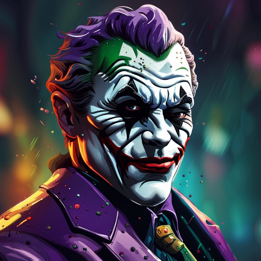 1950s Gangster Joker in Hyperrealistic Splash Art