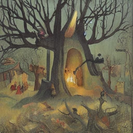 Dark Whimsical Fantasy: Rabbit with Shovel