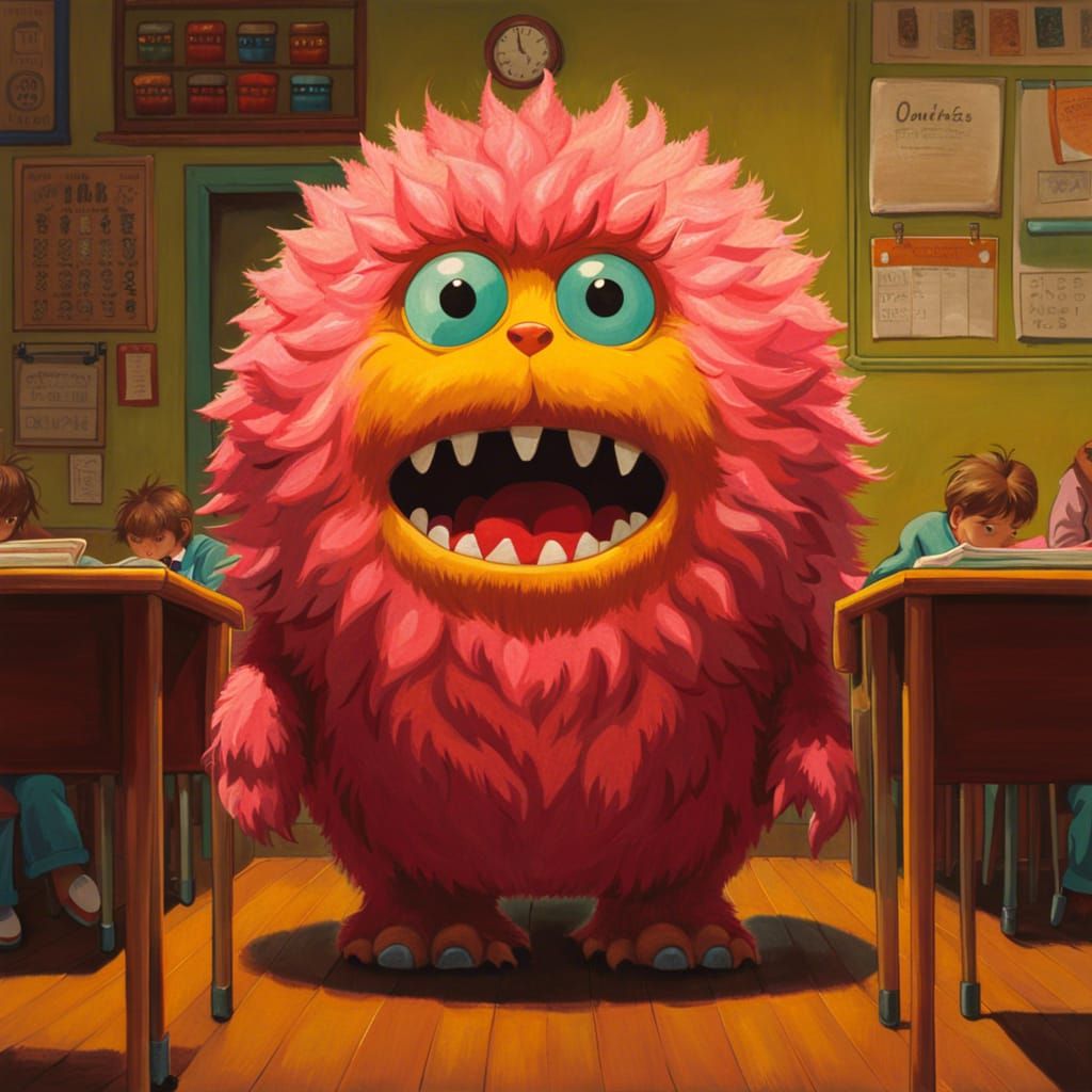 Cute Three-Eyed Monster's First School Day: Ghibli-esque