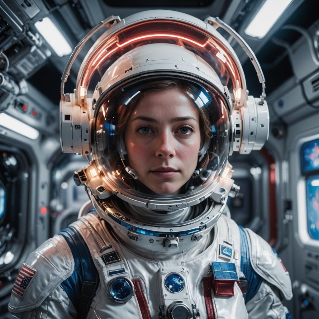 Astronaut Portrait in Space Station with Soft Lighting