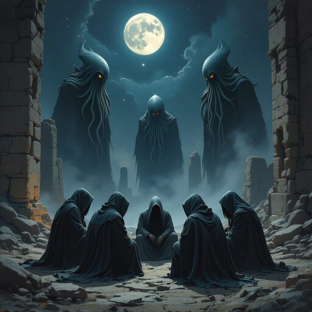 Eldritch Gathering in Cyclopean Ruins