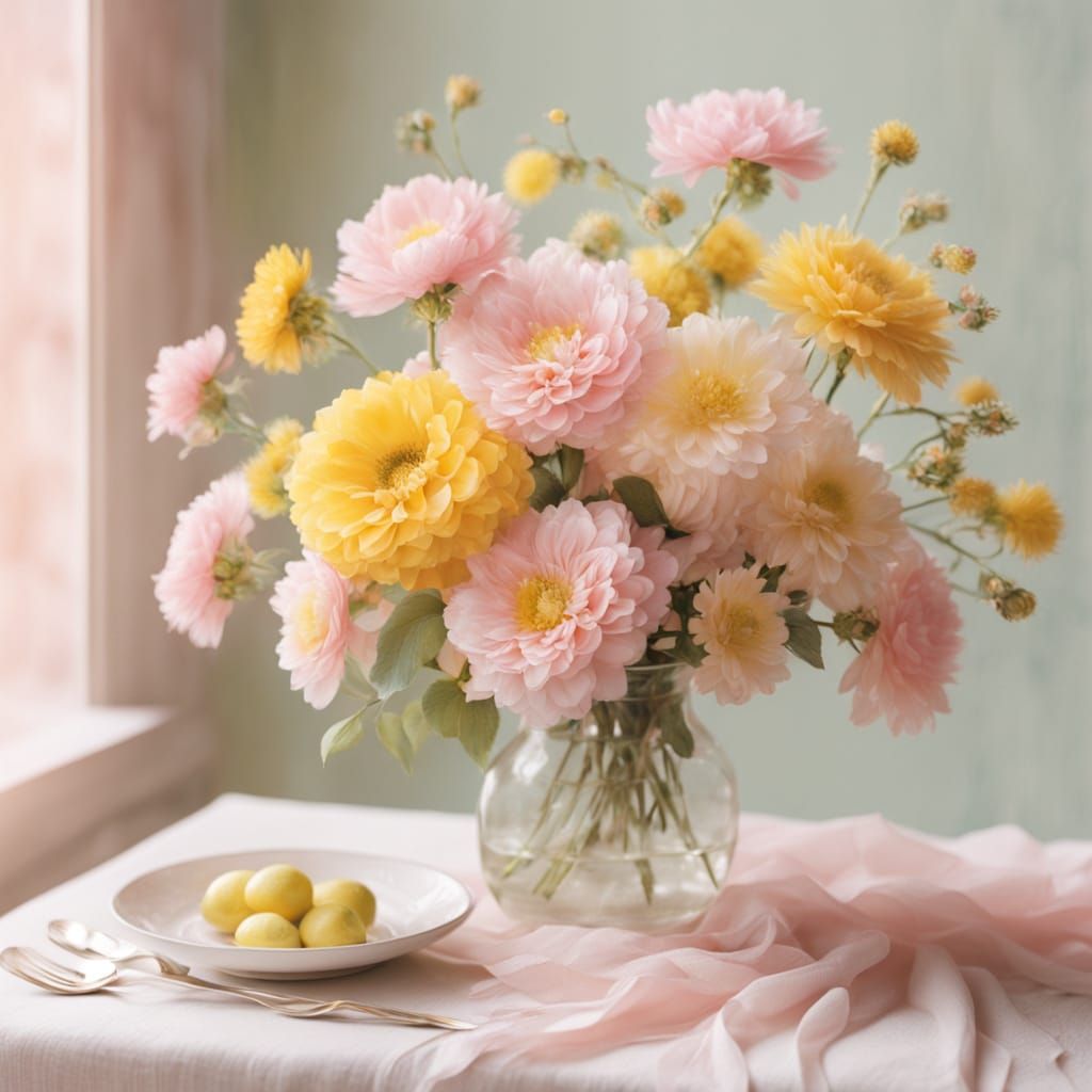 Watercolor Bouquet in a Delicate Vase