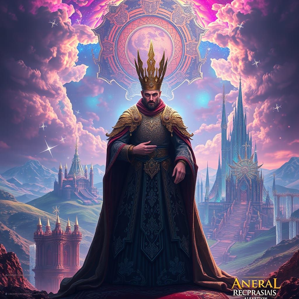 Majestic Figure in Opulent Fantasy Realm
