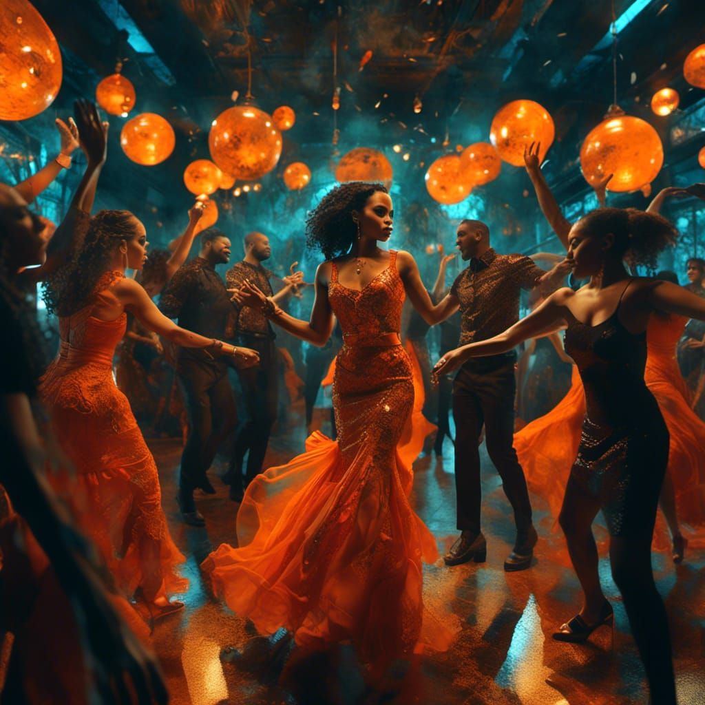 Latina Woman Dancing at Club in Double Exposure 3D