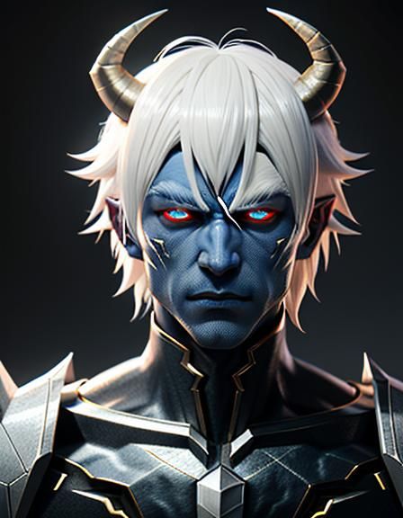 Anime Style Wight Demon with Platinum Hair